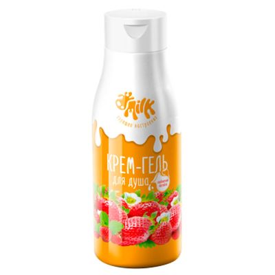 Крем-гель для душа MILK 500мл Клубничный коктейль
