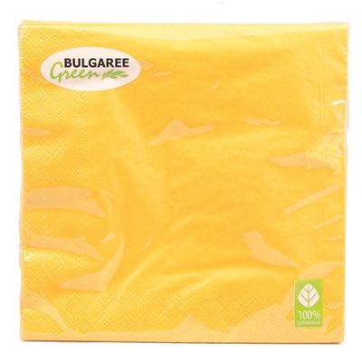 Салфетки бумажные BGREEN 3сл 20шт 33*33см Тонированая желтая