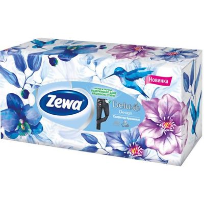 Салфетки косметические ZEWA 90шт Делюкс Дизайн/18 ЗИМА!!!