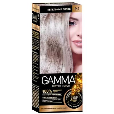 Крем-краска для волос GAMMA Perfect color 9.1 пепельный блонд