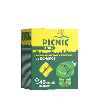Средство от летающих PICNIC Family Электрофумигатор + 30мл жидкость от комаров 45 ночей*6