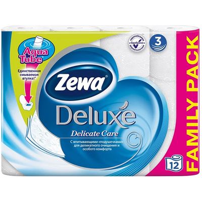 Туалетная бумага ZEWA Delux 12шт 3сл Без аромата Зимняя коллекция