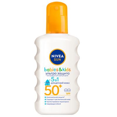 Солнцезащитный спрей NIVEA 200мл Солнцезащитный спрей для детей Ультра Защита SPF50