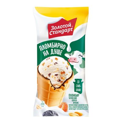 Мороженое Инмарко ваф.стакан пл-р Золотой Стандарт черносл курага арахис 24*92г(165мл)