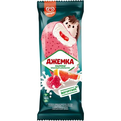 Мороженое Инмарко Джемка эскимо кисломолочн.с йогуртн.с нап. клубн./кр.ап.в глазури 28*57г