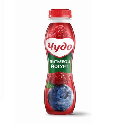 Йогурт Чудо питьевой Черника-Малина п/бут 260г 1,9% (6шт)