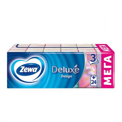 Бумажные платочки ZEWA Delux 24шт 3сл Family/СТАЙЛ (спайка 24 шт)