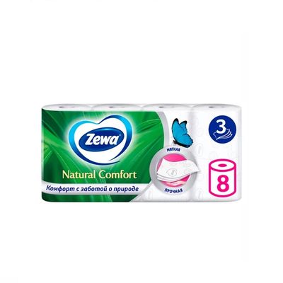 Туалетная бумага ZEWA Нейчерал Комфорт 8шт 3сл
