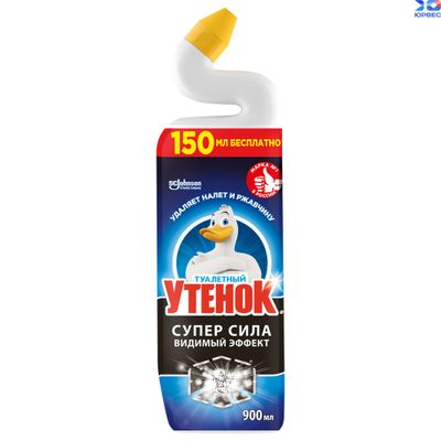 Средство для санузлов ТУАЛЕТНЫЙ УТЕНОК 900мл Чистящее средство для унитаза Видимый Эффект + 10г Стикер Чистоты*12