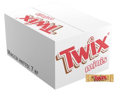 Шоколадные конфеты Twix minis с карамелью и печеньем, 7 кг