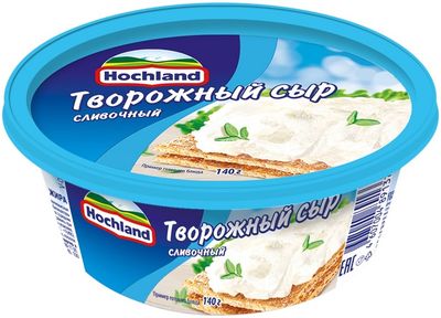 Сыр творожный Hochland Сливочный, ванночка, 140г