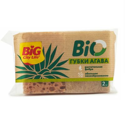 Губки кухонные BIG City 2шт крупнопористые BIO АГАВА