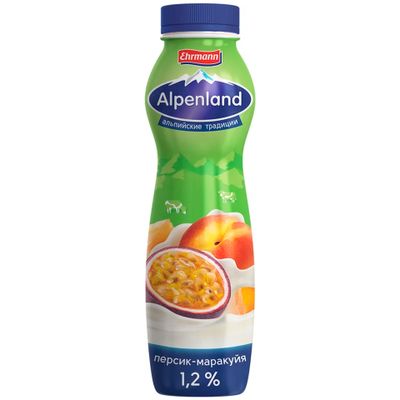 Йогуртный продукт Alpenland питьевой 1,2% Персик и маракуйя, 290г