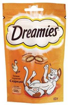 Лакомство для кошек Dreamies подушечки с курицей, 60г