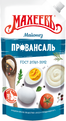 Майонез среднекалорийный провансаль 50.5% (белый) Махеевъ с дозатором д/пак 800мл 1/10