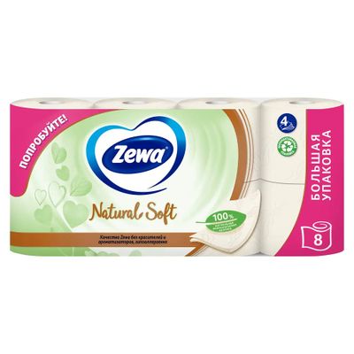 Туалетная бумага ZEWA Нейчерал 8шт 4-х сл. Софт