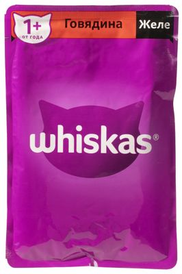Влажный корм Whiskas для кошек, желе с говядиной, 75г