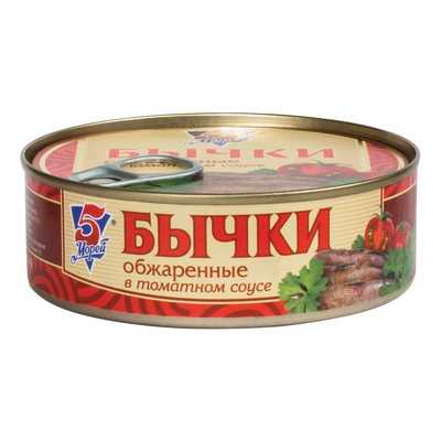 5 Морей Бычки обжаренные  в т/с 240гр.*24 ключ
