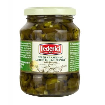 FEDERICI Перец Халапеньо мар. резаный 370гр.*12 ст/б