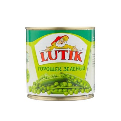 LUTIK Горошек зеленый 425мл.*12 ж/б ключ