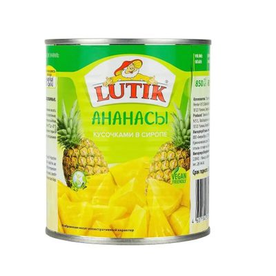 LUTIK Ананас кусочками в сиропе 850мл.*12 ж/б