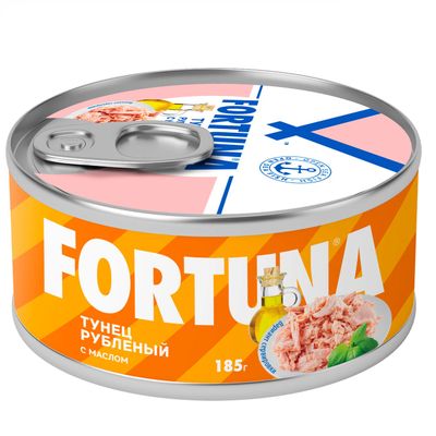 Тунец FORTUNA  рубленый в масле  185гр.*24 ключ