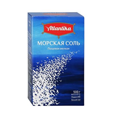 Соль морская Атлантика мелкая 500гр*9 к/п