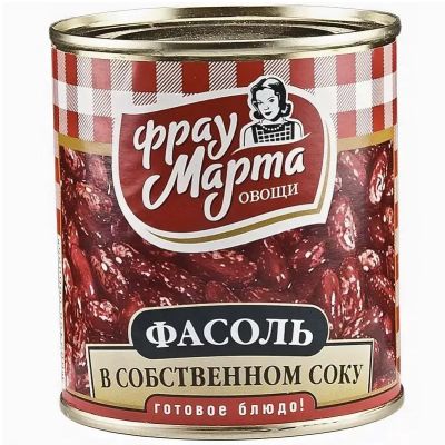 Фасоль Фрау Марта красная в собственном соку  310 г 1/15