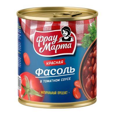 Фасоль Фрау Марта красная в томатном соусе  310 г 1/15