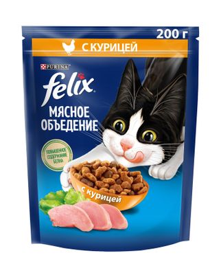 Сухой корм для кошек Феликс Мясное объедение С курицей 200г