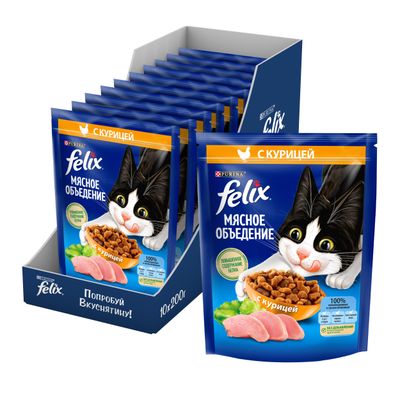 Сухой корм для кошек Феликс Мясное объедение С курицей 200г