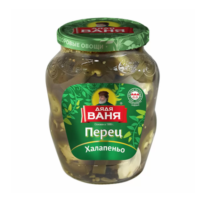 Дядя Ваня Перец Халапеньо ЗЕЛЕНЫЙ (нарезанный) 350гр.*12 с/б
