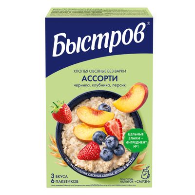 Хлопья Быстров Ассорти клубника, персик, черная смородина 240г