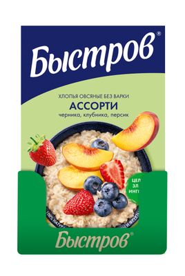 Хлопья Быстров Ассорти клубника, персик, черная смородина 240г
