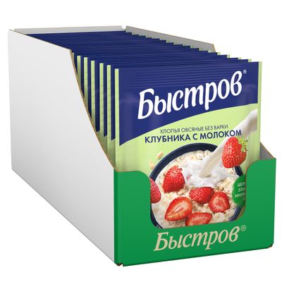 БЫСТРОВ Хлопья Клубника Молоко 17х40г