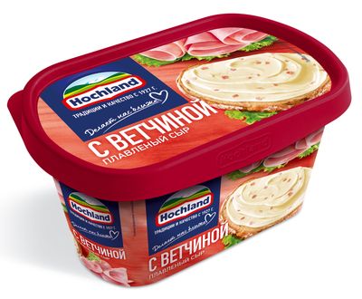 Сыр плавленый Hochland с ветчиной, ванночка, 400г