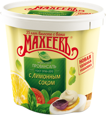 Майонез Махеев с лимонным соком 50,5% 820 мл ведро