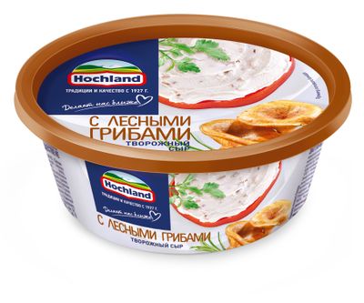 Сыр творожный Hochland с лесными грибами, ванночка, 140г