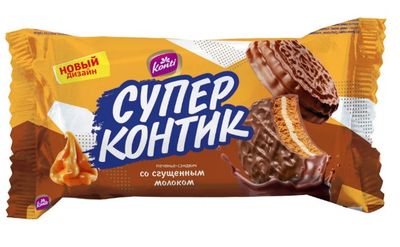 Печенье-сэндвич Супер-Контик со сгущенным молоком 100гх50