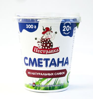 Сметана Пестравка 20% 300г п/ст