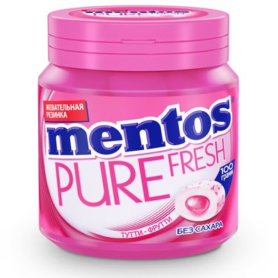 Жевательная резинка Mentos Pure Fresh Тутти-Фрутти,  банка, 100г