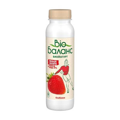 Биойогурт Bio Баланс питьевой клубника, 1%, 270 г