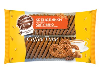 Печенье Хлебный Спас сдобное Крендельки кофе тайм со вкусом капучино и тростниковым сахаром 7*320г