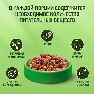 Сухой полнорационный корм Kitekat для взрослых кошек «Мясной Пир», 350г