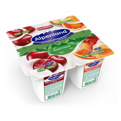 Йогуртный продукт Alpenland Легкий 0,3% Вишня/Нектарин и дикий апельсин, 95г