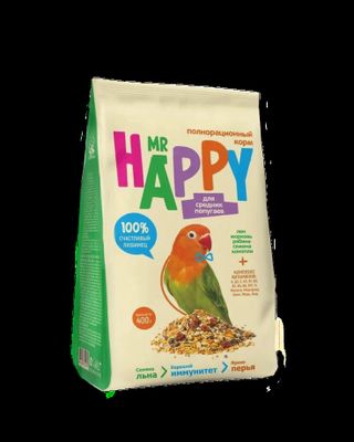 Корм MR HAPPY сухой для средних попугаев 400 г