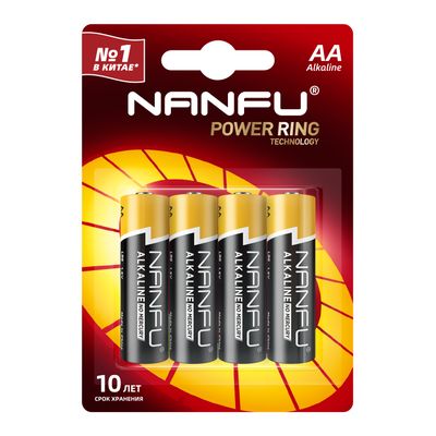 БАТАРЕЙКА NANFU Щелочная Блистер LR6 АА 4 ШТ