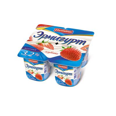 Продукт йогуртный Эрмигурт клубника 3.2%, 100г