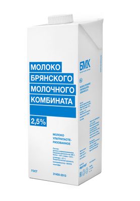 Молоко ультрапастеризованное 2,5% БМК 1000 мл, ТВА edge (12 шт)