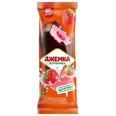 Мороженое Инмарко эскимо Джемка кисломолоч.с йог. с нап.клубн.в глаз. 28*57г(80мл)